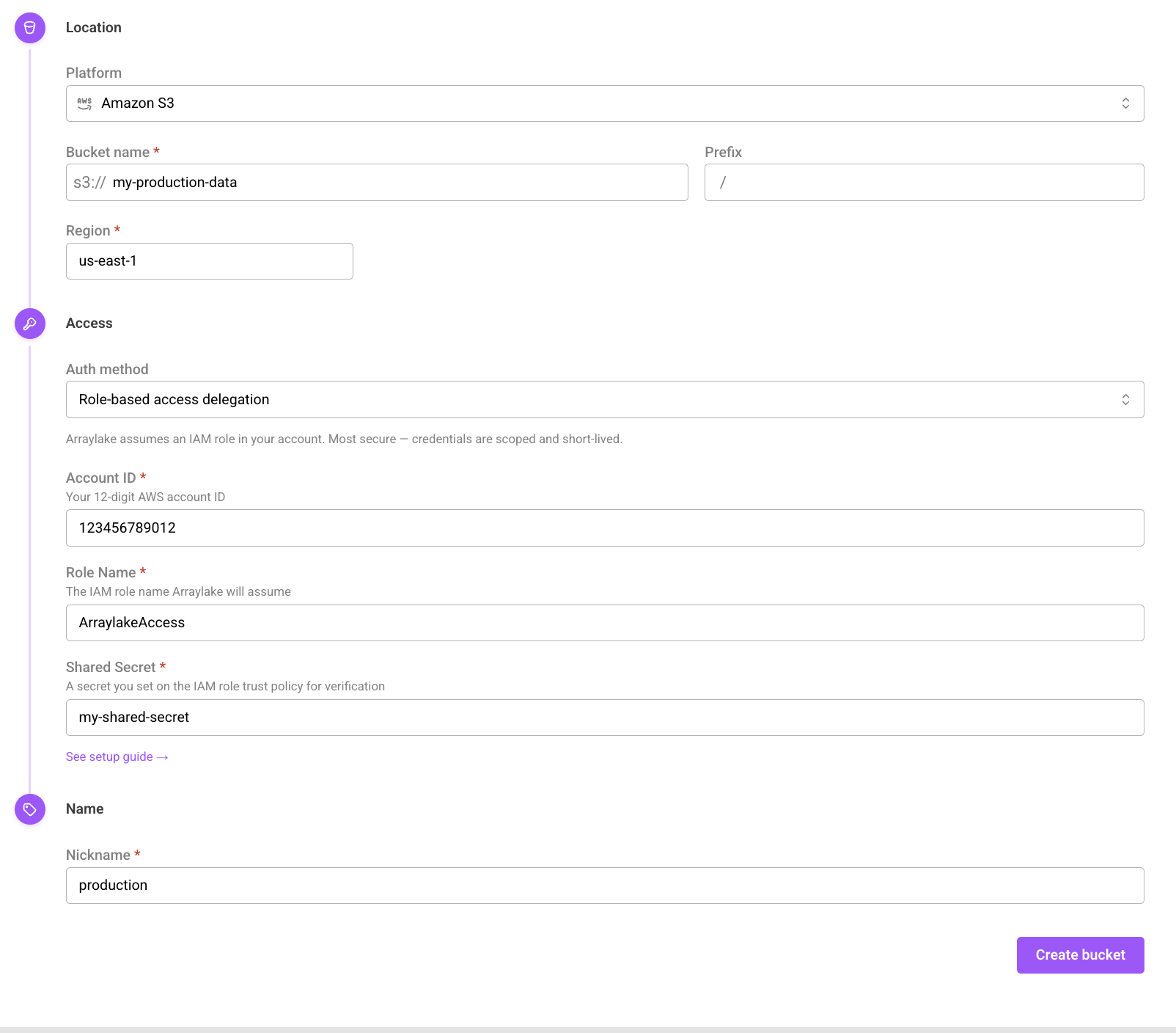 Amazon S3 bucket configuration