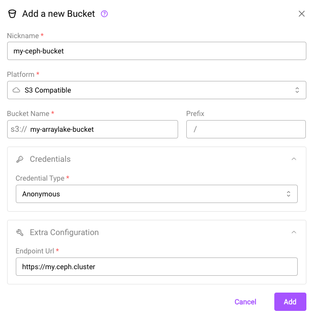 Ceph bucket configuration