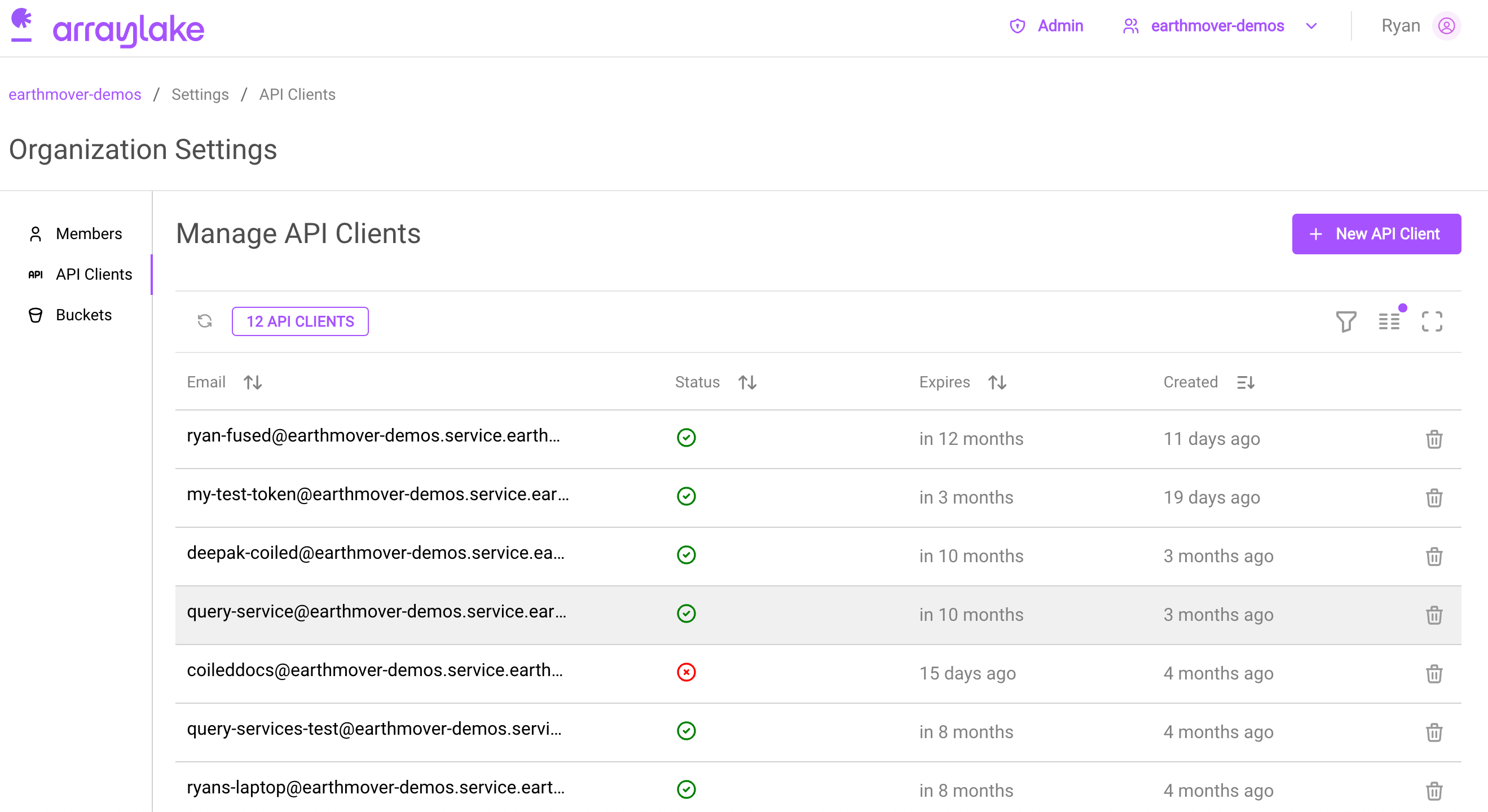 API Keys Page