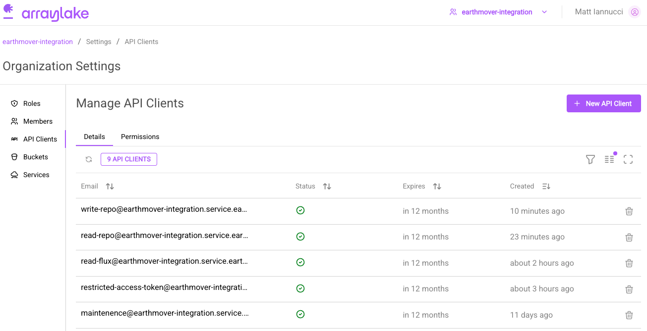 API Keys Page