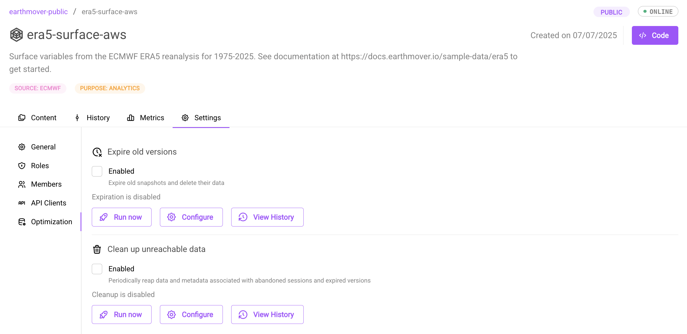 Repo optimization settings