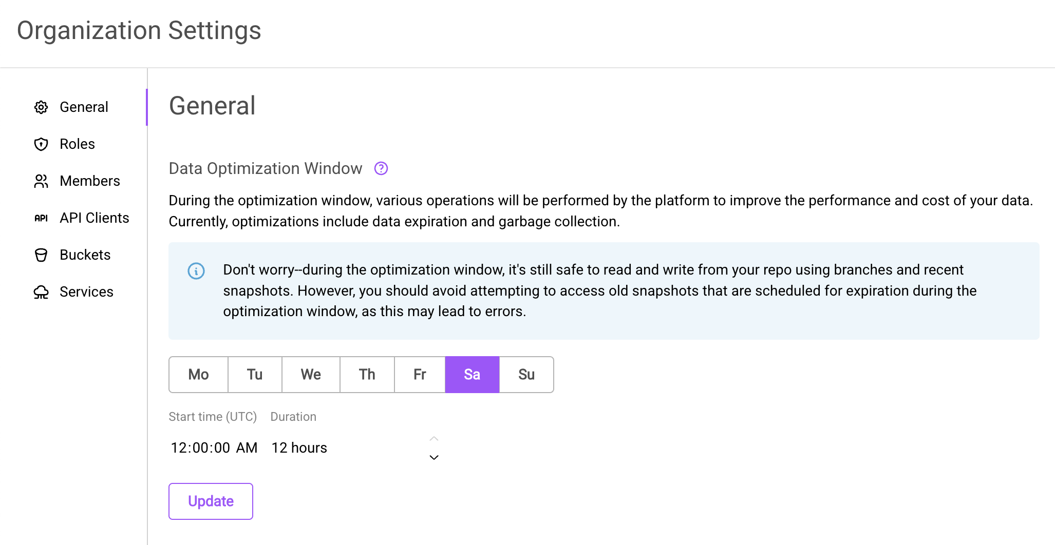 Organization optimization window